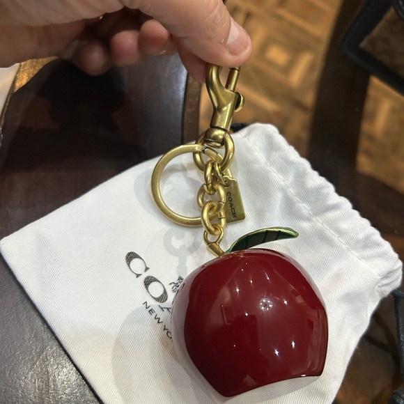 Coach charm apple Red Keychain with Gold Accents - Picture 6 of 6